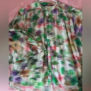 Anthropologie Pilcro Sidney Batwing Abstract Blouse, extra small